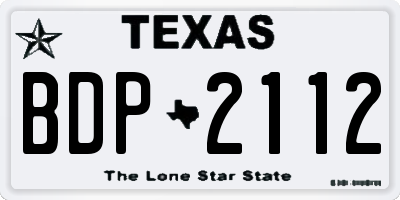 TX license plate BDP2112