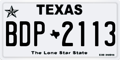 TX license plate BDP2113