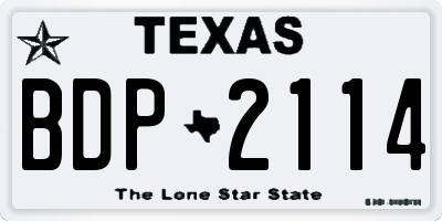 TX license plate BDP2114