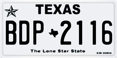 TX license plate BDP2116