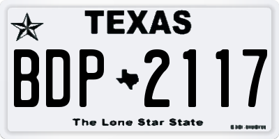 TX license plate BDP2117