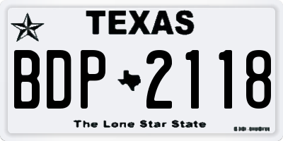 TX license plate BDP2118