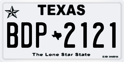 TX license plate BDP2121