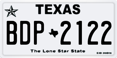 TX license plate BDP2122