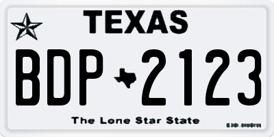 TX license plate BDP2123