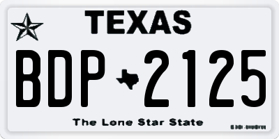 TX license plate BDP2125