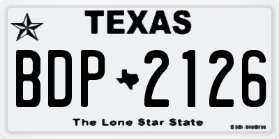 TX license plate BDP2126