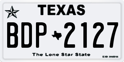 TX license plate BDP2127