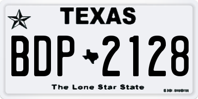 TX license plate BDP2128