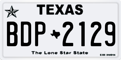 TX license plate BDP2129