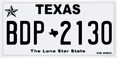 TX license plate BDP2130