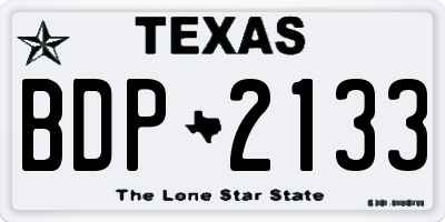 TX license plate BDP2133