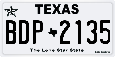 TX license plate BDP2135