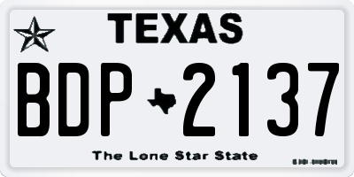 TX license plate BDP2137