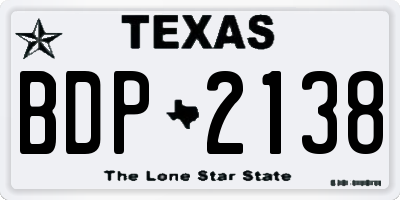 TX license plate BDP2138
