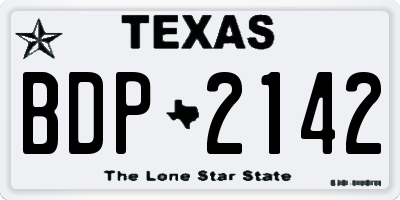 TX license plate BDP2142