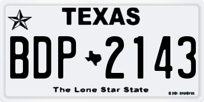 TX license plate BDP2143