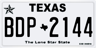 TX license plate BDP2144