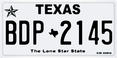 TX license plate BDP2145