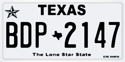 TX license plate BDP2147