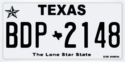TX license plate BDP2148