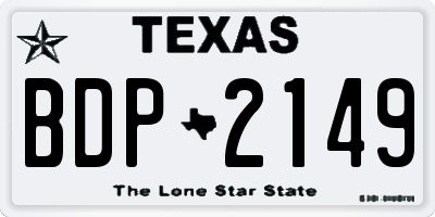 TX license plate BDP2149