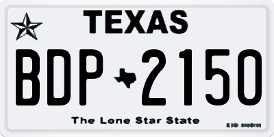 TX license plate BDP2150