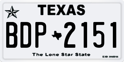 TX license plate BDP2151