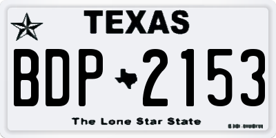 TX license plate BDP2153