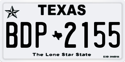 TX license plate BDP2155