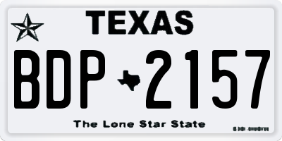 TX license plate BDP2157