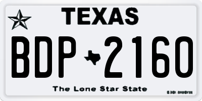 TX license plate BDP2160