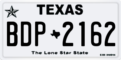 TX license plate BDP2162