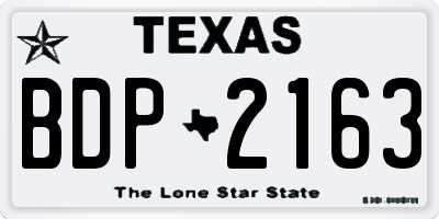 TX license plate BDP2163
