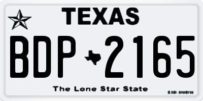 TX license plate BDP2165