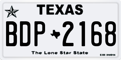 TX license plate BDP2168