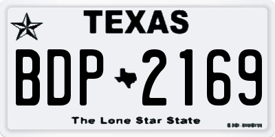 TX license plate BDP2169