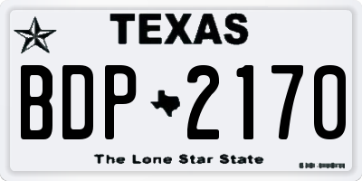 TX license plate BDP2170