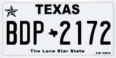 TX license plate BDP2172