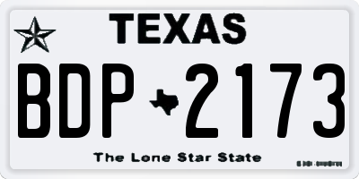 TX license plate BDP2173