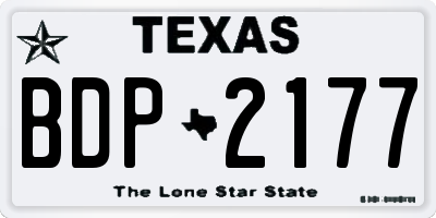 TX license plate BDP2177