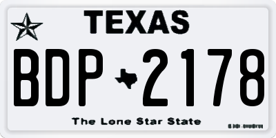 TX license plate BDP2178