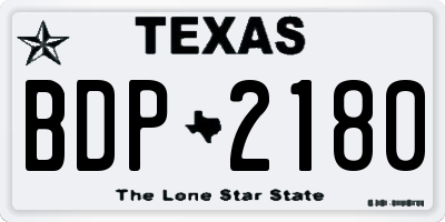 TX license plate BDP2180