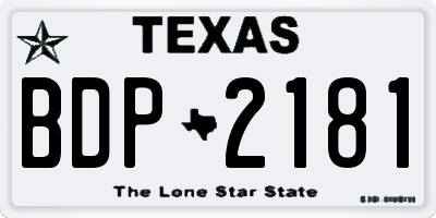 TX license plate BDP2181