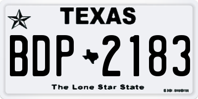 TX license plate BDP2183