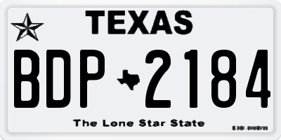 TX license plate BDP2184