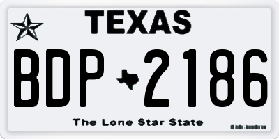 TX license plate BDP2186