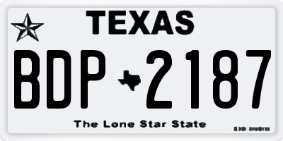 TX license plate BDP2187