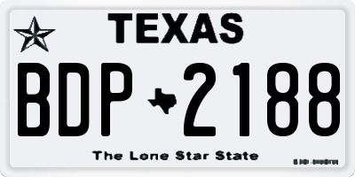 TX license plate BDP2188