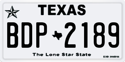 TX license plate BDP2189